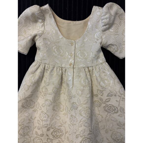 NWT Janie and Jack Metallic Floral Jacquard Dress Size 6 Cream and Sugar - Picture 3 of 4